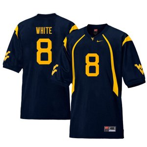 Men's West Virginia Mountaineers NCAA #8 Kyzir White Navy Authentic Nike Retro Stitched College Football Jersey JX15K12HI